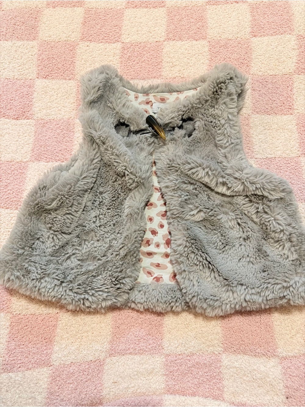 Tahari Girls Grey Faux-Fur Vest with Toggle